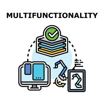 Multifunctionality concept using integrated digital device platforms Stock Illustration