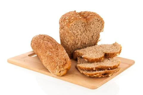 Multigrain bread on board Stock Photos