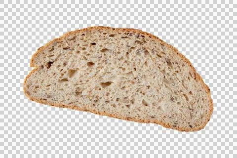 Multigrain bread slice with seeds top view isolated transparent png Stock Photos