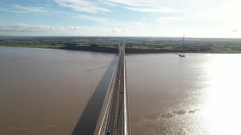 Multilane road bridge over wide river, transport structure Stock-Footage 166660139