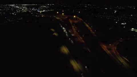 Multilane road at night aerial Stock Footage 240221772