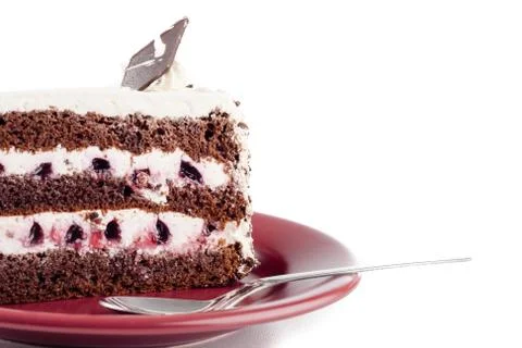 Multilayer cake on plate close up Stock Photos