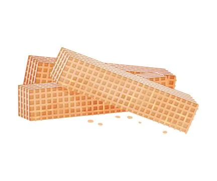 Multilayer rectangular waffles. Vector illustration on white background. Stock Illustration
