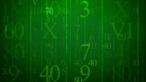 A multilayered 3d illustration of soaring numbers of Latin and Arabic origin  Stock-Illustration
