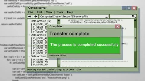 Multilayered 3d rendering of an abstract transfer complete process illustrati Illustrazione stock