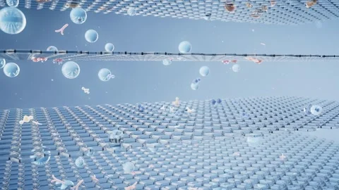 Multilayered filtration of water molecules to intercept viruses is demonstrated. Stock Footage 320872927