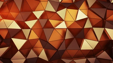 Multilayered low-poly orange surface seamless loop 3D render animation Stock Footage 143307348