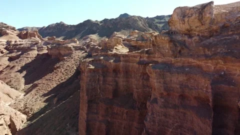 Multilayered sandstone cliffs, Martian Charyn Canyon, Kazakhstan Видео 336106367