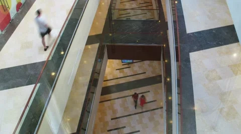 Multilevel shopping mall, time lapse Видео 7313894