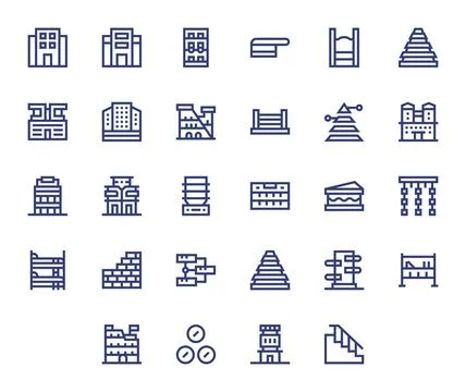 Multilevel Vector Icon Set with 28 Bold Line Retina Ready Display Perfect G.. Stock Illustration