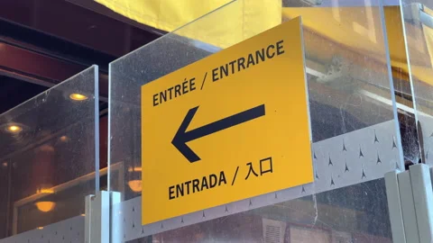 Multilingual entrance sign of the Eiffel Tower in Paris, France Stock Footage 196151216