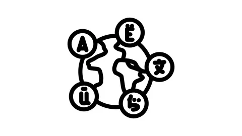 Multilingual globe natural language processing nlp line icon animation Video stock 326751311