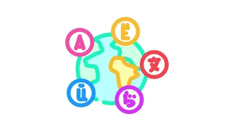 Multilingual globe natural language processing nlp color icon animation 動画素材 327259370