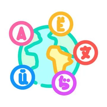 Multilingual globe natural language processing nlp color icon vector illust.. Stock Illustration