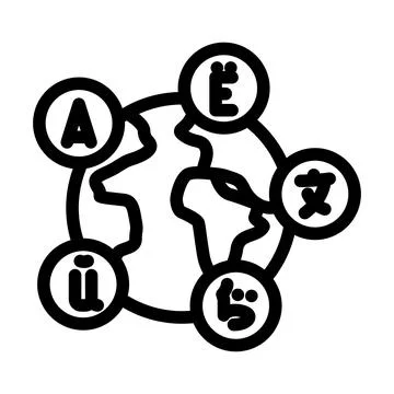 Multilingual globe natural language processing nlp line icon vector illustr.. Stock Illustration