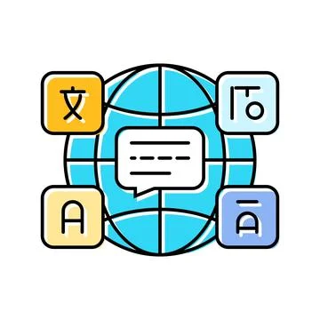 Multilingual globe nlp color icon vector illustration Stock Illustration