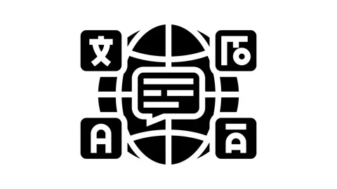 Multilingual globe nlp glyph icon animation Stock Footage 326145142