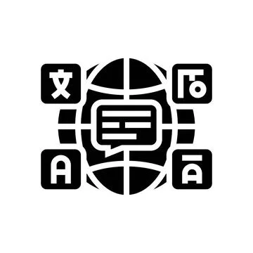 Multilingual globe nlp glyph icon vector illustration Illustration