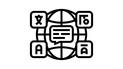 Multilingual globe nlp line icon animation Stock-Footage 326125383