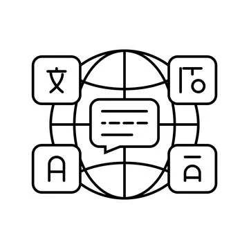 Multilingual globe nlp line icon vector illustration Stock Illustration