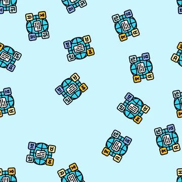 Multilingual globe nlp vector seamless pattern 스톡 일러스트