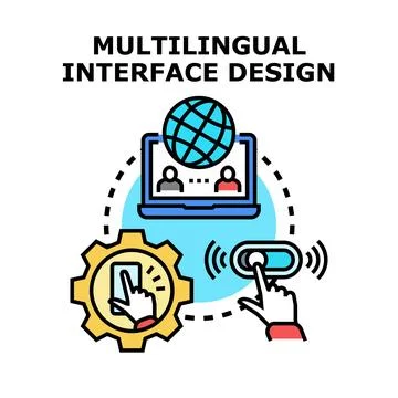 Multilingual interface design for global communication applications Ilustração Stock
