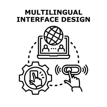 Multilingual interface design for global communication applications Stock Illustration