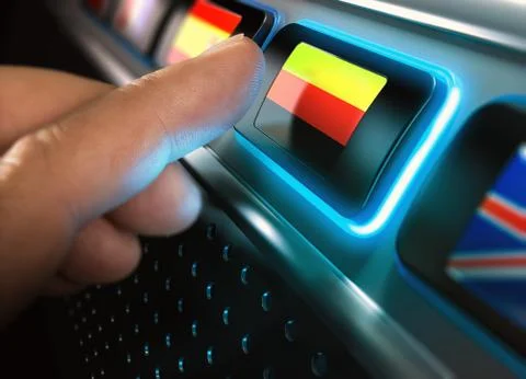 Multilingual Interface, German Language Stock Illustration