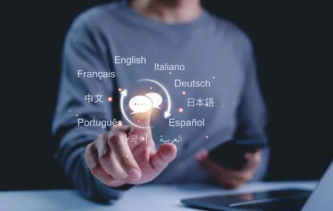 Multilingual Language Translation Technology Concept. Stock Photos
