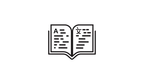 Multilingual learning education, open book animation 動画素材 334647539