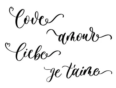 Multilingual Love Words Decorative Cursive Typography Illustration Stock Illustration