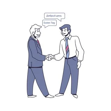 Multilingual people. Characters talking different foreign languages. Office Stock Illustration