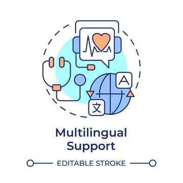 Multilingual support multi color concept icon Stock Illustration