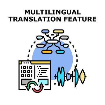 Multilingual translation feature transforming global communication Stock Illustration