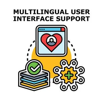 Multilingual user interface support system development Stock Illustration