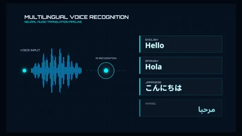 Multilingual Voice Recognition Audio Waveform Animation Stock Footage 347457656