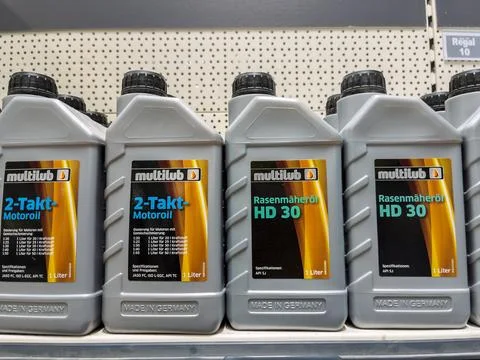 MultiLub 2-Stroke Engine Oil HD 30 for Lawn Mowers Stock Photos