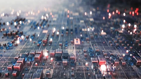 Multimaterial cubes on plane loopable 3D render animation 4k UHD 3840x2160 Stock Footage 106721868