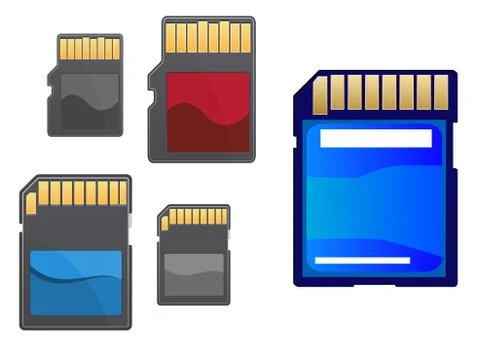 Multimedia and memory cards set 스톡 일러스트