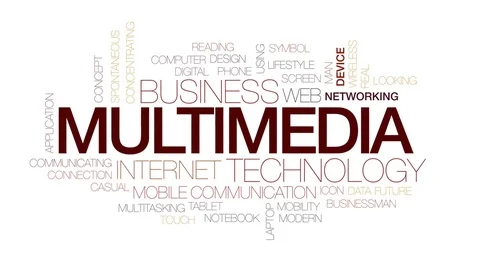 Multimedia animated word cloud, text design animation. Kinetic typography. Stock Footage 79280574