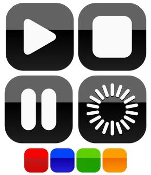 Multimedia, audio, video button set: Play, stop, pause and buffering, preload Stockillustratie