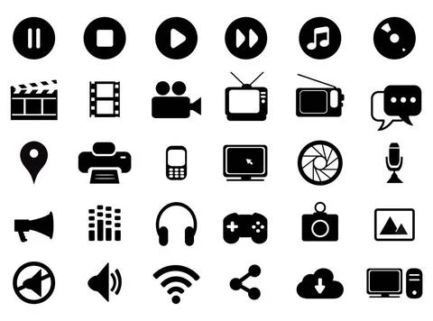  Multimedia black and white icons set Multimedia black and white icons set... Stock Photos