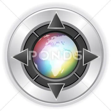 Multimedia button globe 4 Stock Illustration