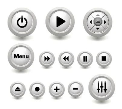 Multimedia buttons collection Stock Illustration