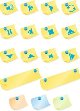 Multimedia buttons: post it note Stock Illustration