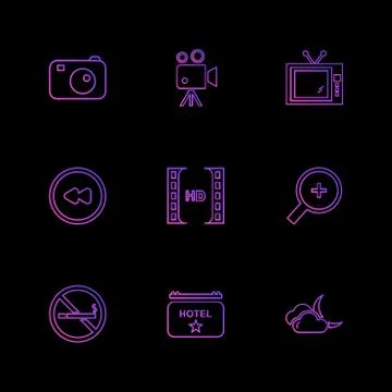 Multimedia , camera , user interface , folders , directory , eps icon set vec Stock Illustration