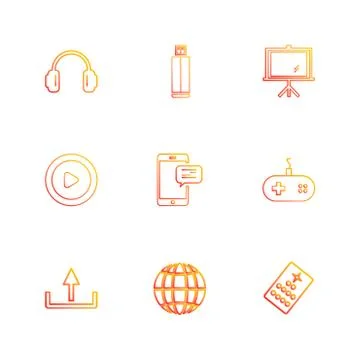 Multimedia , camera , user interface , folders , directory , eps icon set vec Stock Illustration