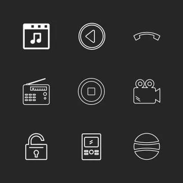 Multimedia , camera , user interface , folders , directory , eps icon set vec Stock Illustration