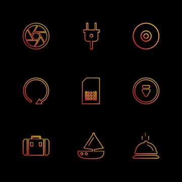 Multimedia , camera , user interface , folders , directory , eps icon set vec Stock Illustration