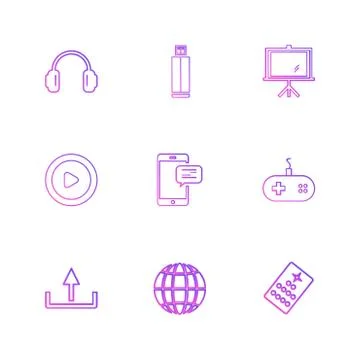 Multimedia , camera , user interface , folders , directory , eps icon set vec 스톡 일러스트
